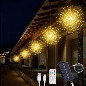 Solar Christmas Firework Lights Outdoor, 5 Pack 1000LED Solar Starburst Lights